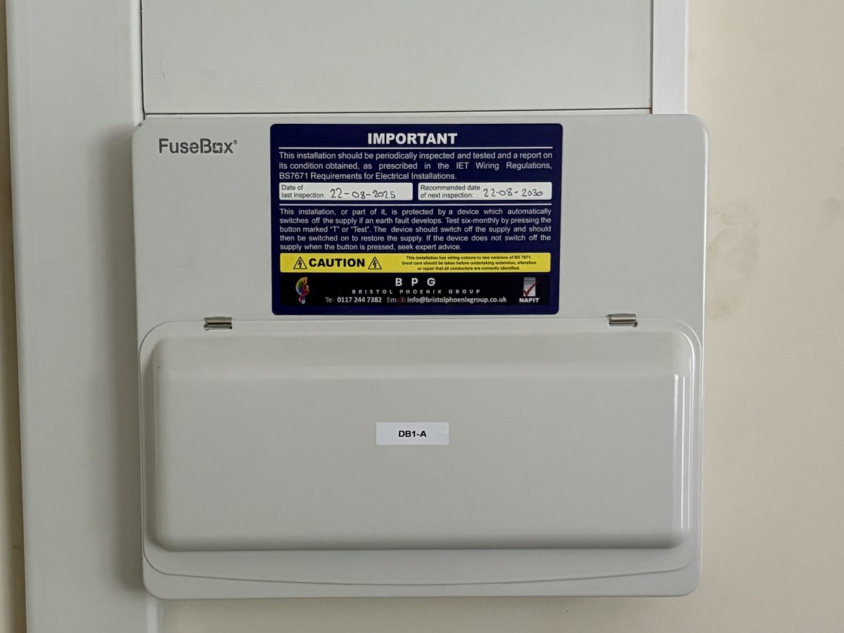 New consumer unit installed in Bristol